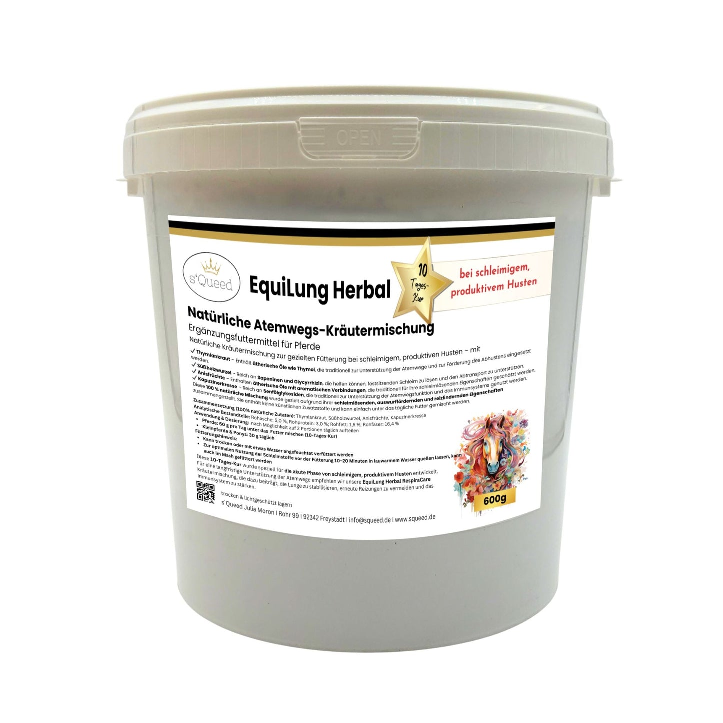 EquiLung Herbal Hustenkräuter für Pferde bei produktivem, schleimigen Husten