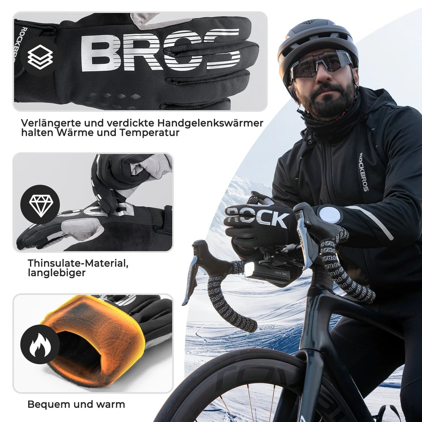 Fahrradhandschuhe Winter Thinsulate Warme Handschuhe Touchscreen