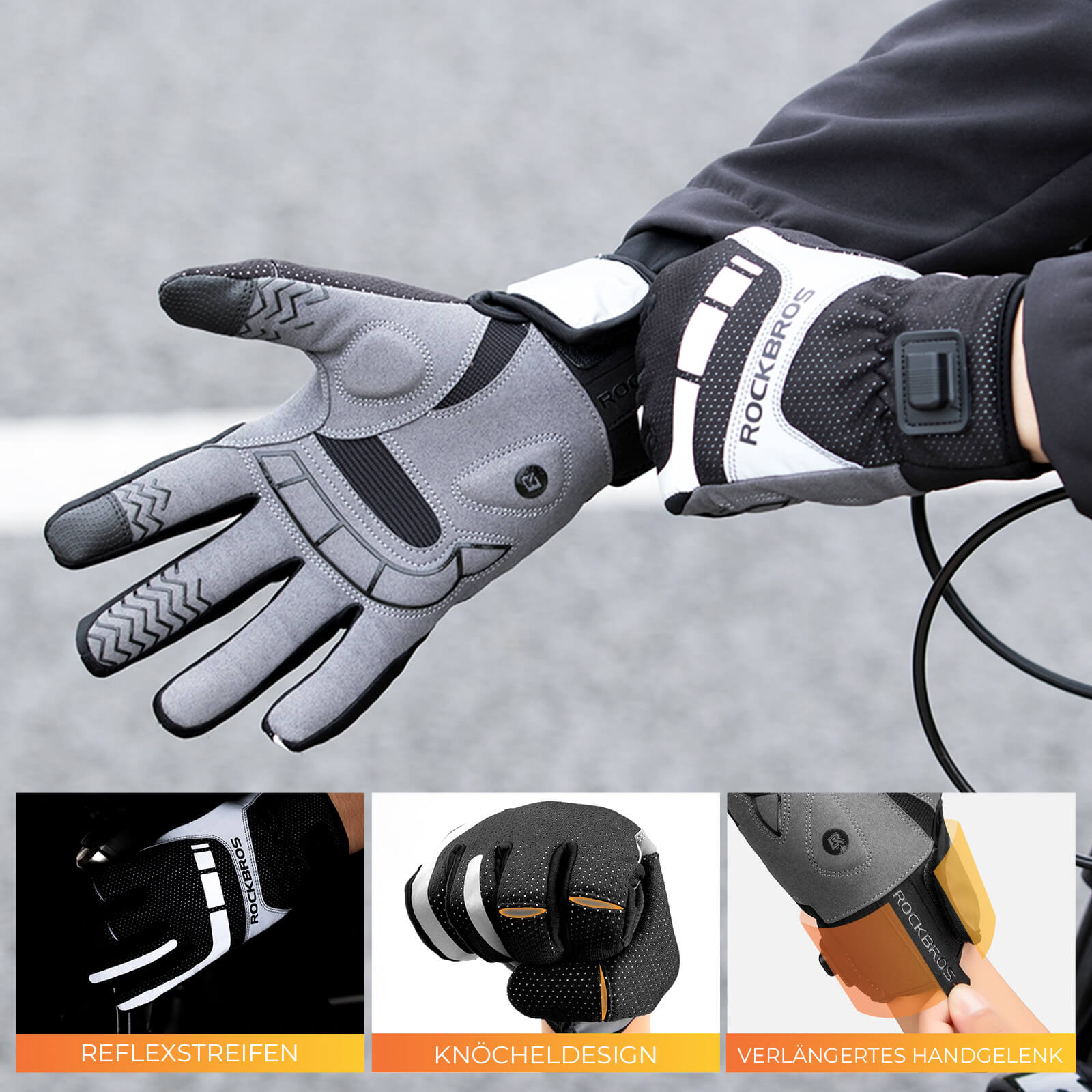 reflektierende fahrradhandschuhe Fahrradhandschuhe über USB, reflektierend und stoßdämpfend, Winterhand – Unimother