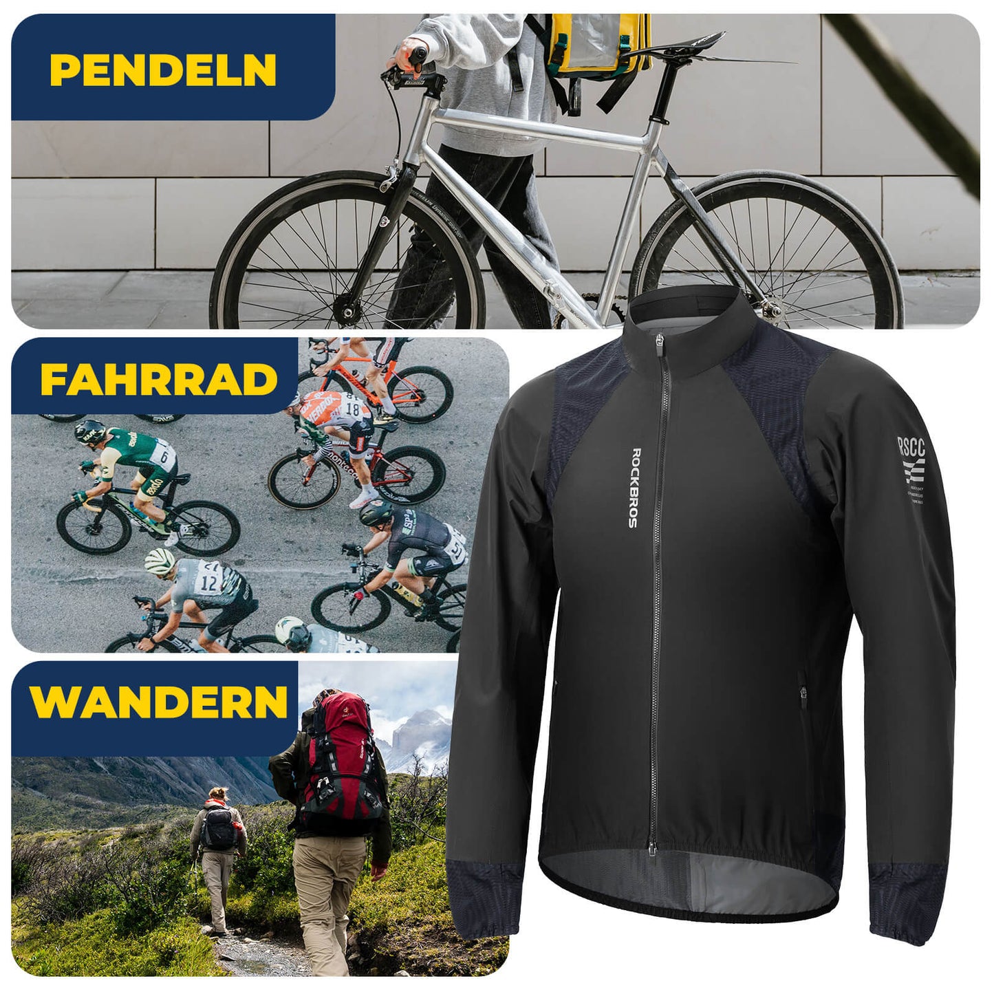 Fahrradjacke wasserdicht atmungsaktiv - Winddicht & Reflektierend Herren