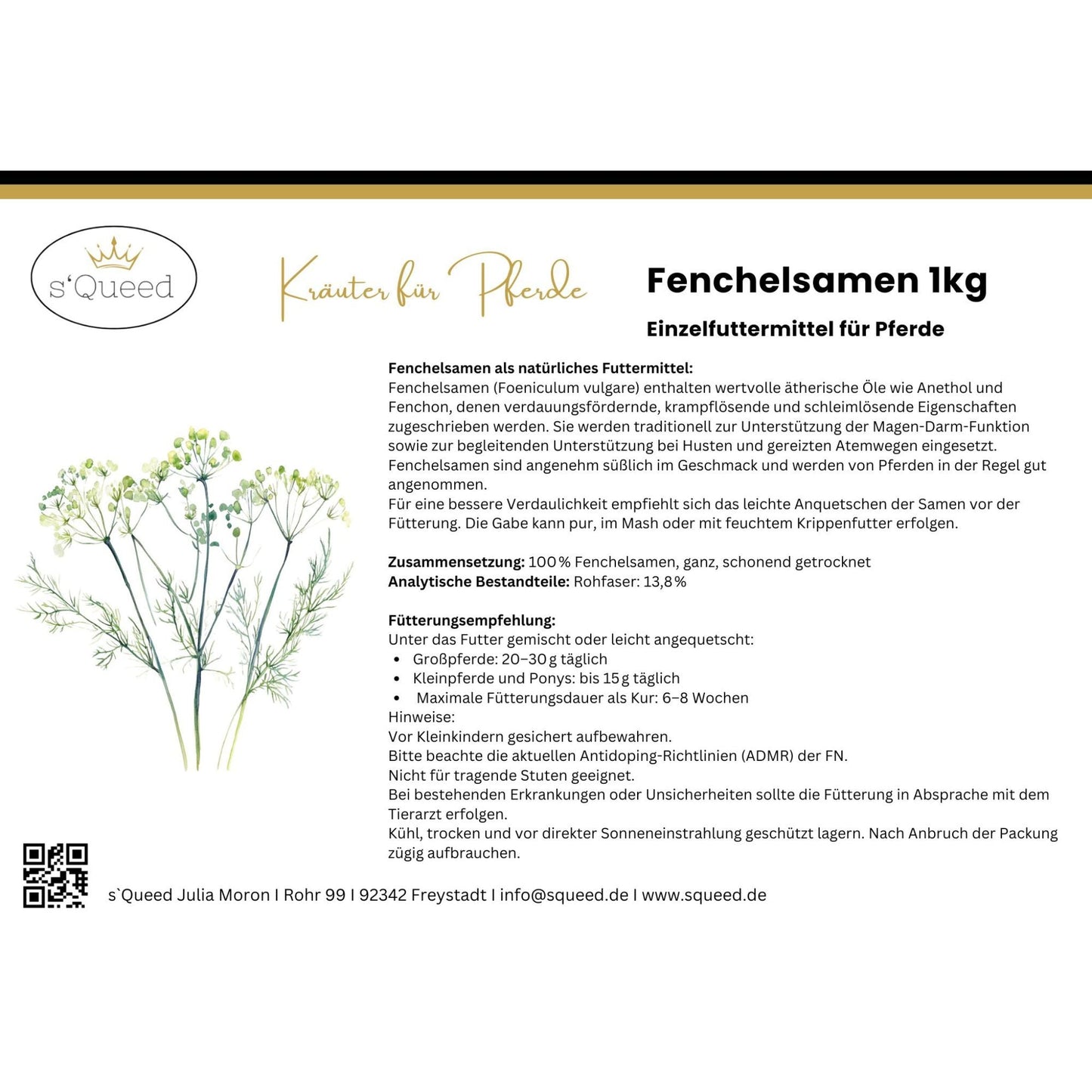 Fenchel Pferd - Hustenkräuter für Pferde - Magenkräuter Pferd