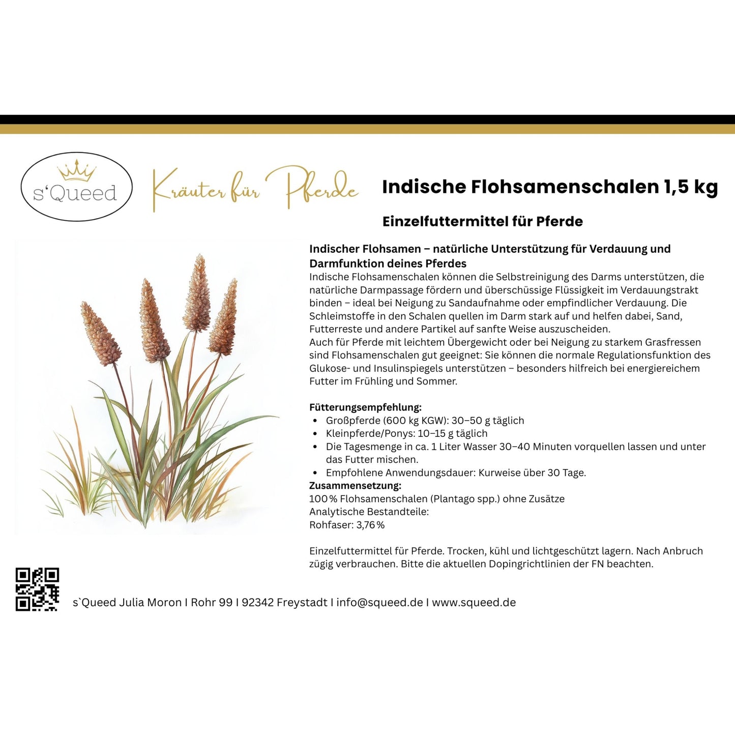 Flohsamenschalen Pferd 1,5 kg - Kotwasser - Verdauungsprobleme