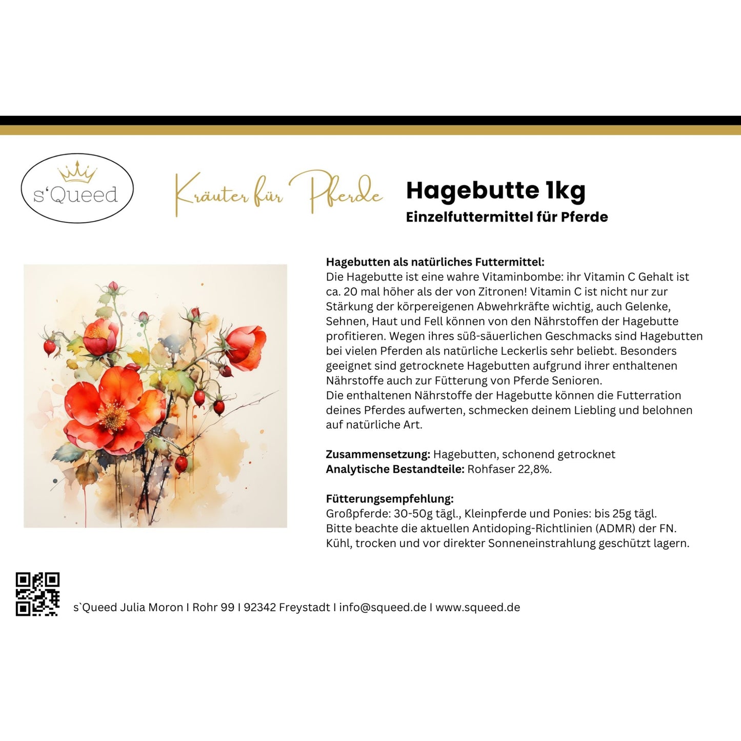 Hagebutten für Pferde, getrocknet, ganze Frucht