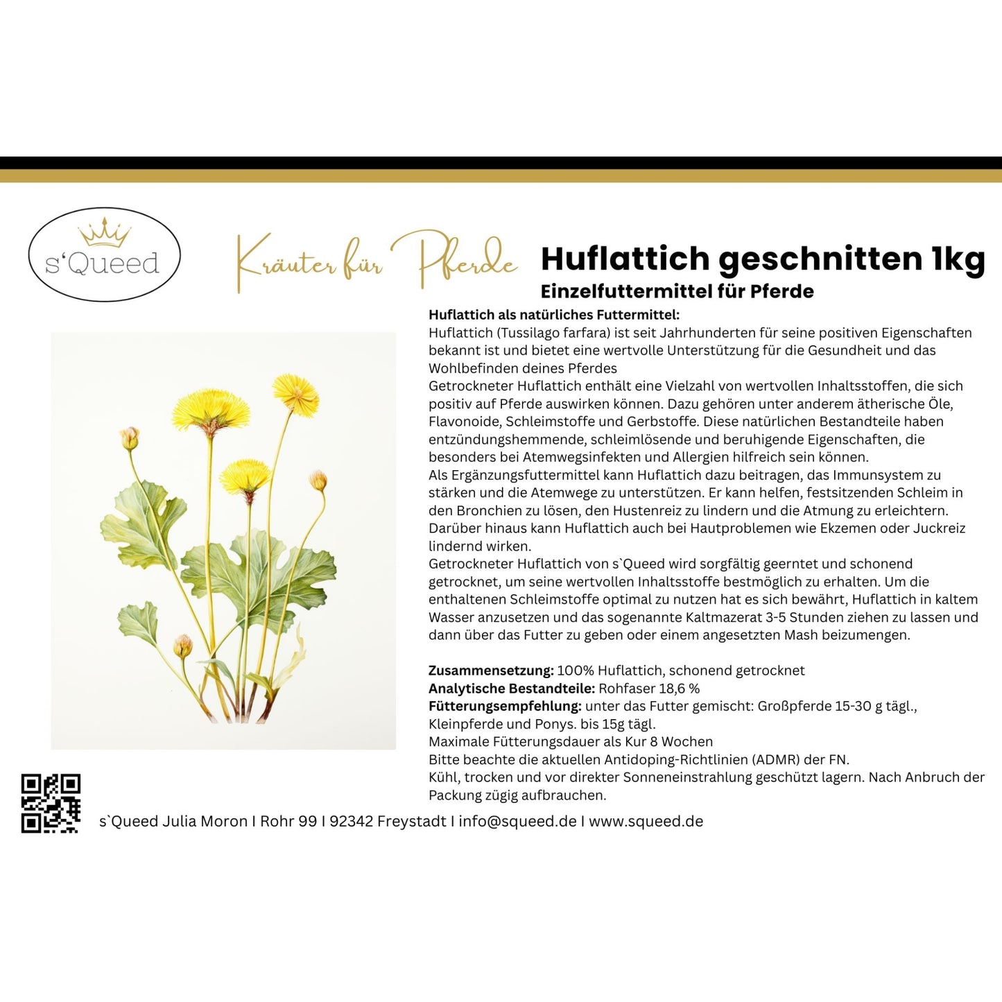 Huflattich Pferd - Hustenkräuter für Pferde - Schleimlöser Pferd