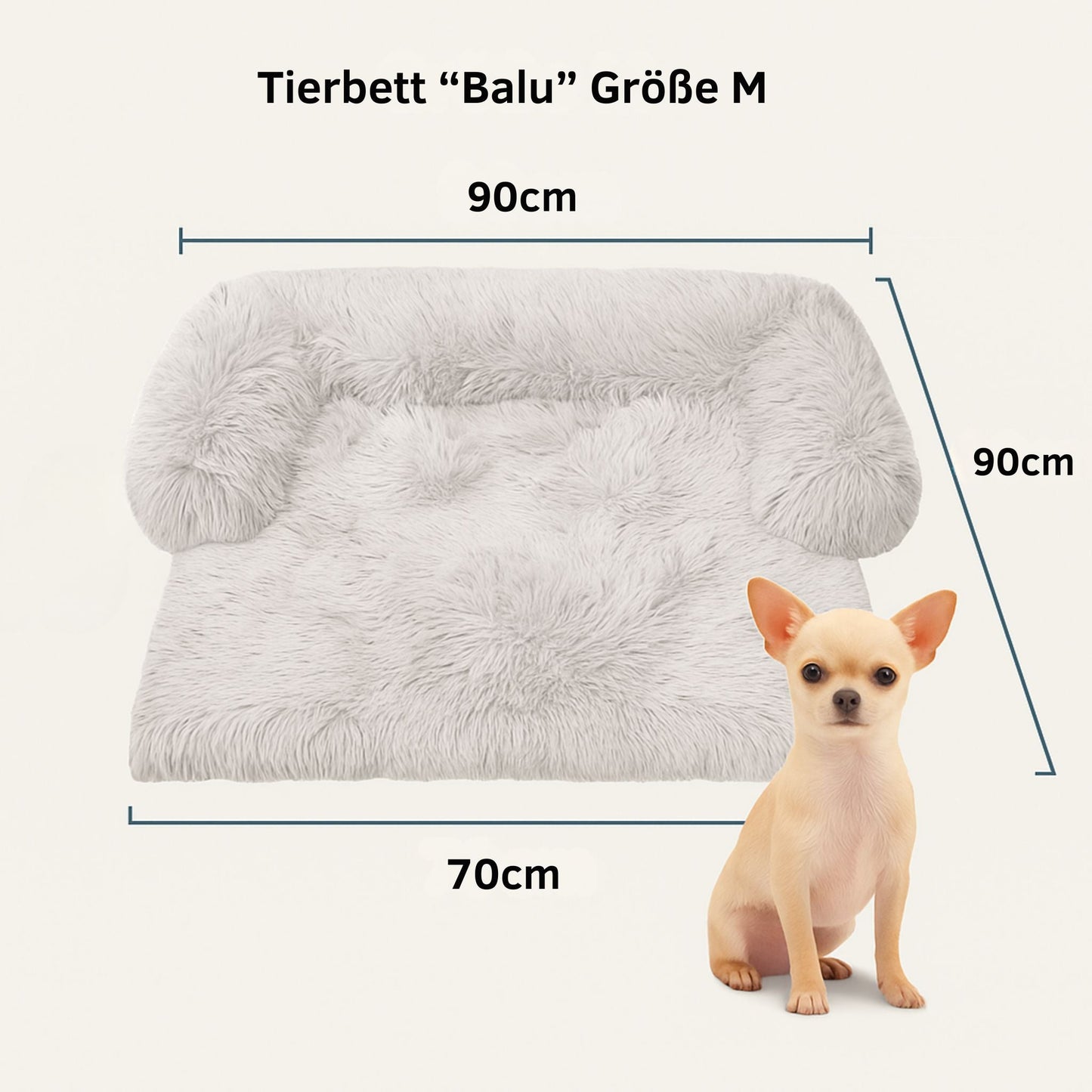 Hundebett "Balu" kuschelig weich & waschbar – mit hohem Rand für Auto & Sofa