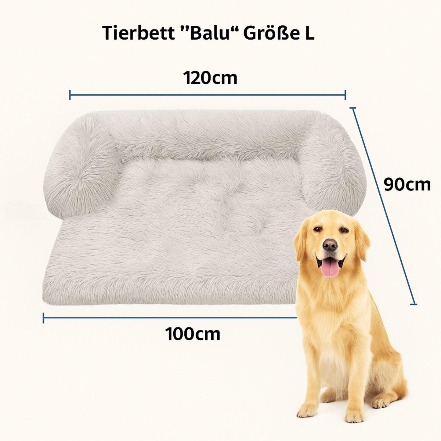 Hundebett "Balu" kuschelig weich & waschbar – mit hohem Rand für Auto & Sofa