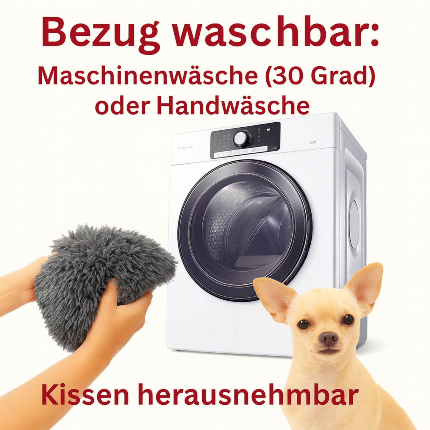 Hundebett "Balu" kuschelig weich & waschbar – mit hohem Rand für Auto & Sofa