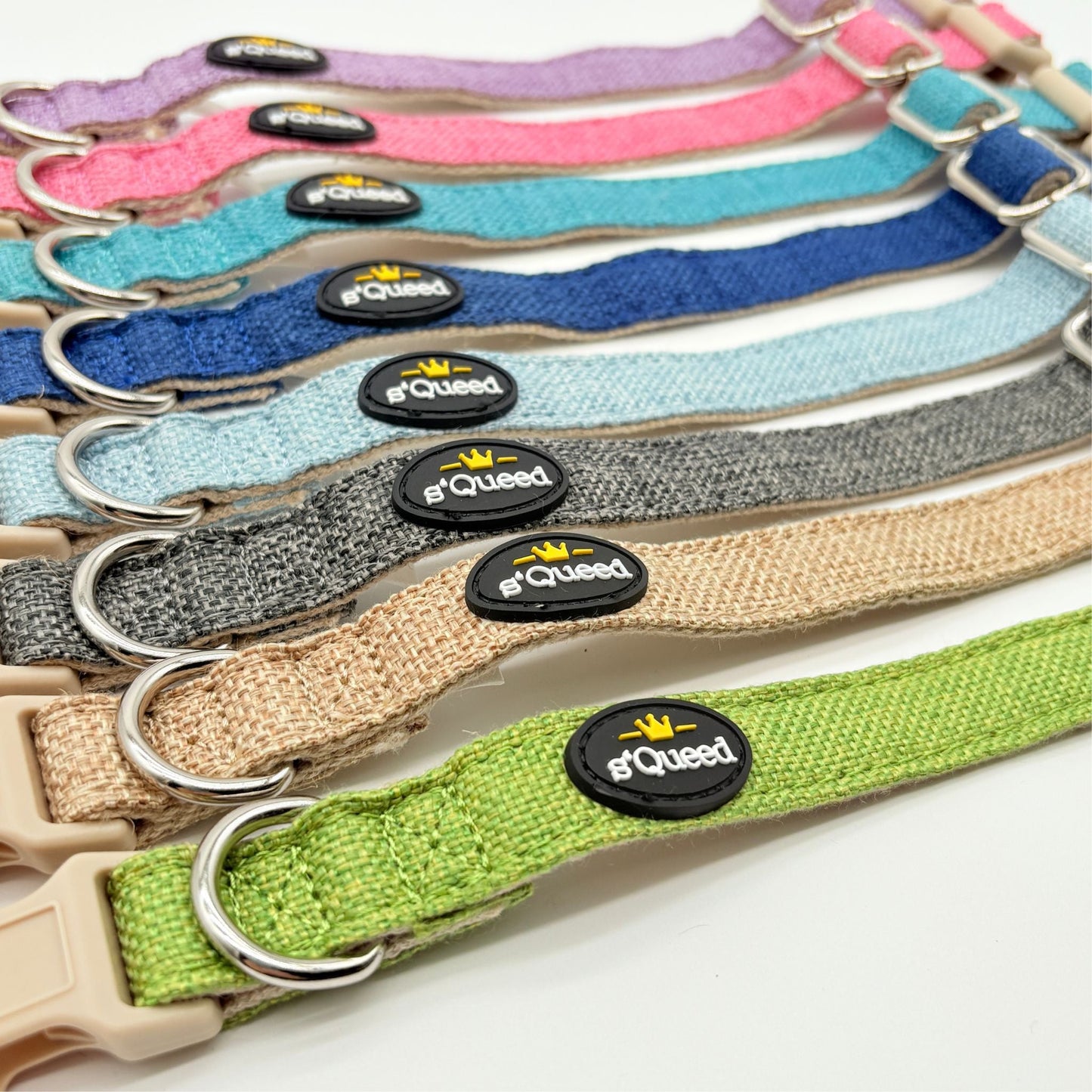 Hundehalsband-Set "Hempy" - Halsband + Leine + gravierte Hundemarke