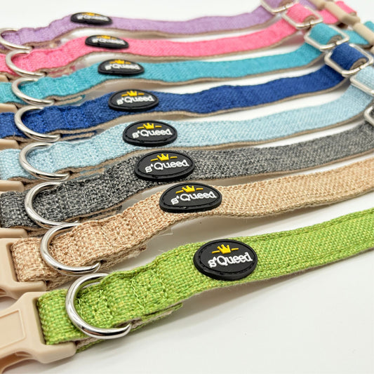 Hundehalsband-Set "Hempy" - Halsband + Leine + gravierte Hundemarke