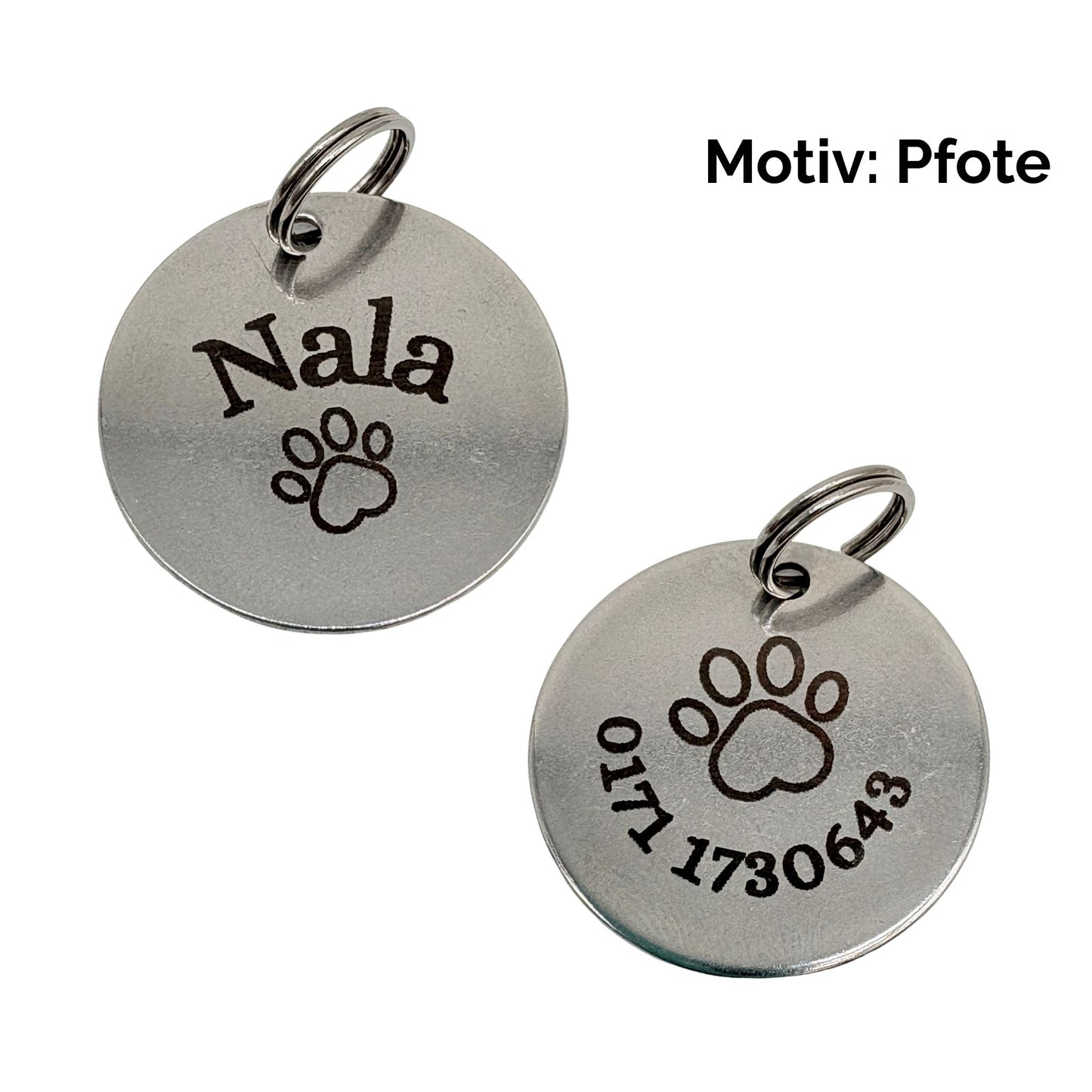 Hundemarke mit beidseitiger Gravur I Edelstahl I 25mm I Anhänger graviert
