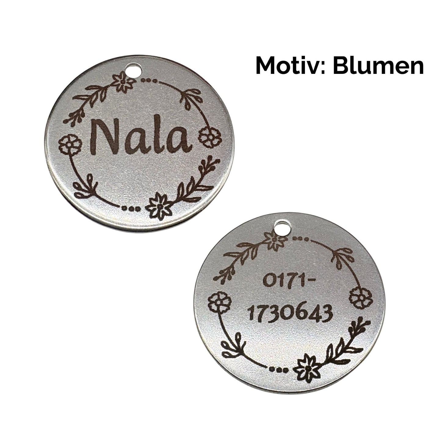 Hundemarke mit beidseitiger Gravur I Edelstahl I 25mm I Anhänger graviert