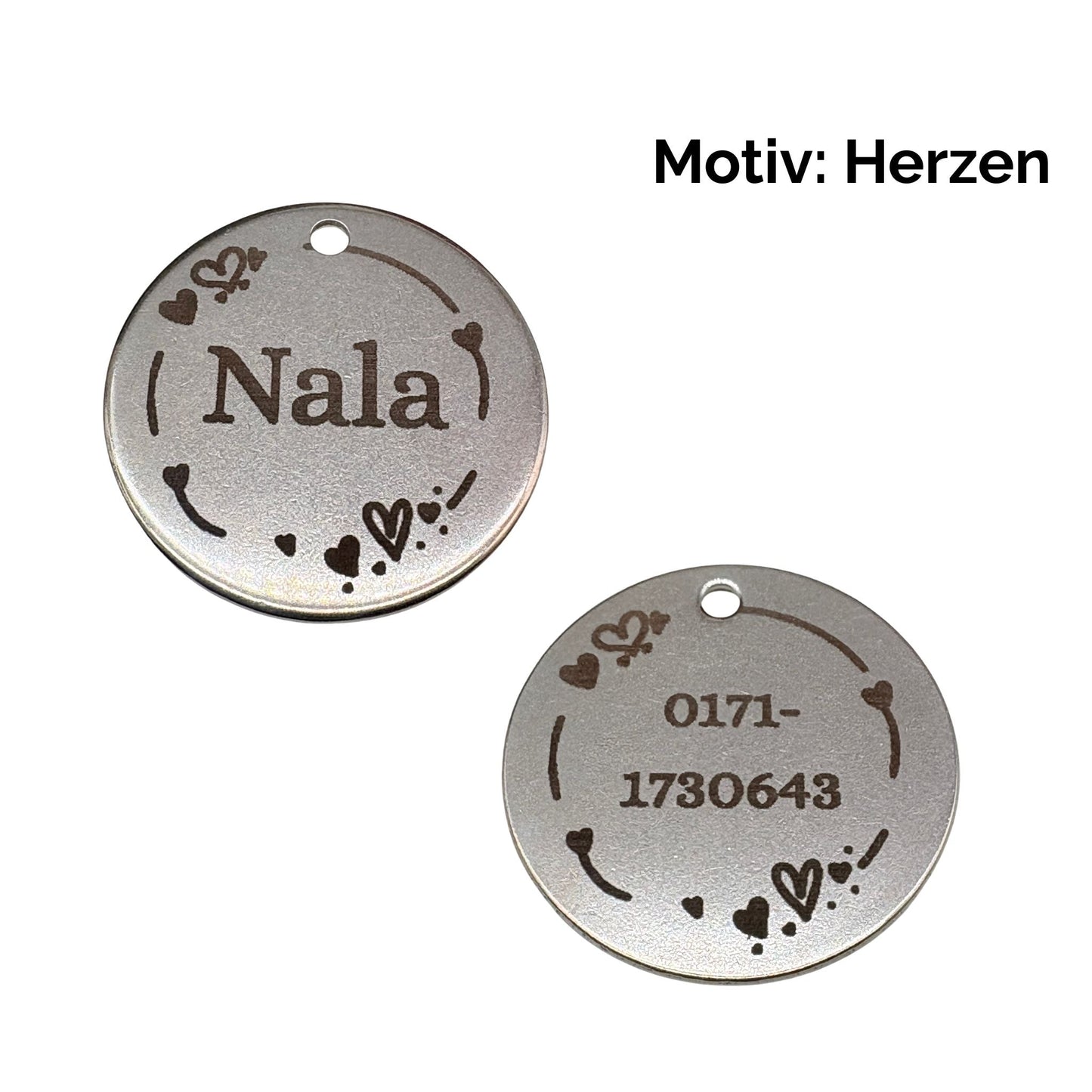 Hundemarke mit beidseitiger Gravur I Edelstahl I 25mm I Anhänger graviert