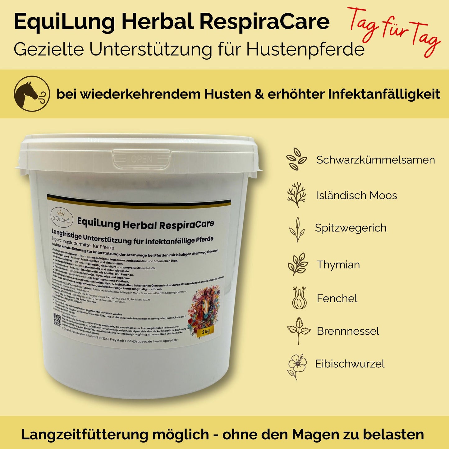 EquiLung Herbal RespiraCare Hustenkräuter für Pferde zur Langzeitfütterung