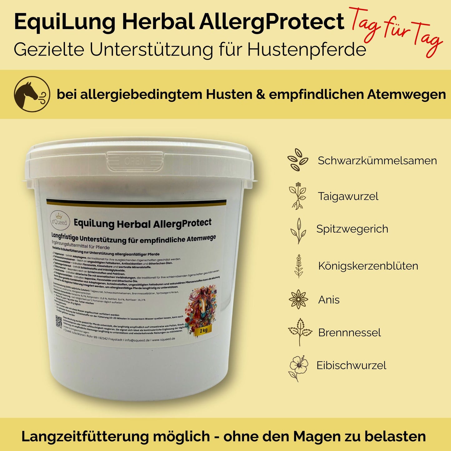 EquiLung Herbal AllergProtect Hustenkräuter für Pferde zur Langzeitfütterung