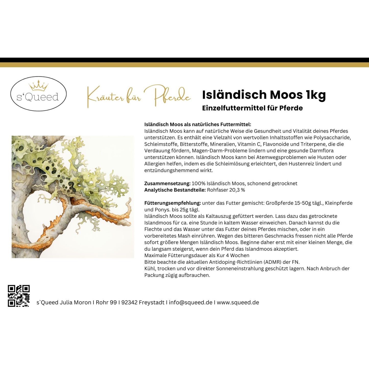 Isländisch Moos Pferd - Hustenkräuter für Pferde - Magenkräuter Pferd