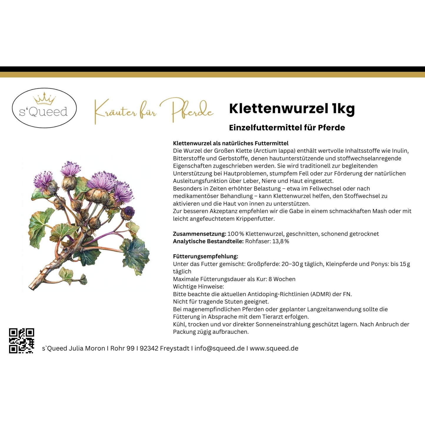 Klettenwurzel Pferd für Stoffwechsel, Haut & Fellwechsel