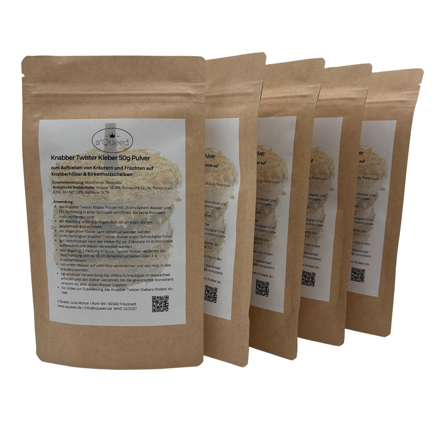 Knabber Twister Kleber 50g zur Beschichtung von Knabber Twister Holzscheiben und Knabberhölzern