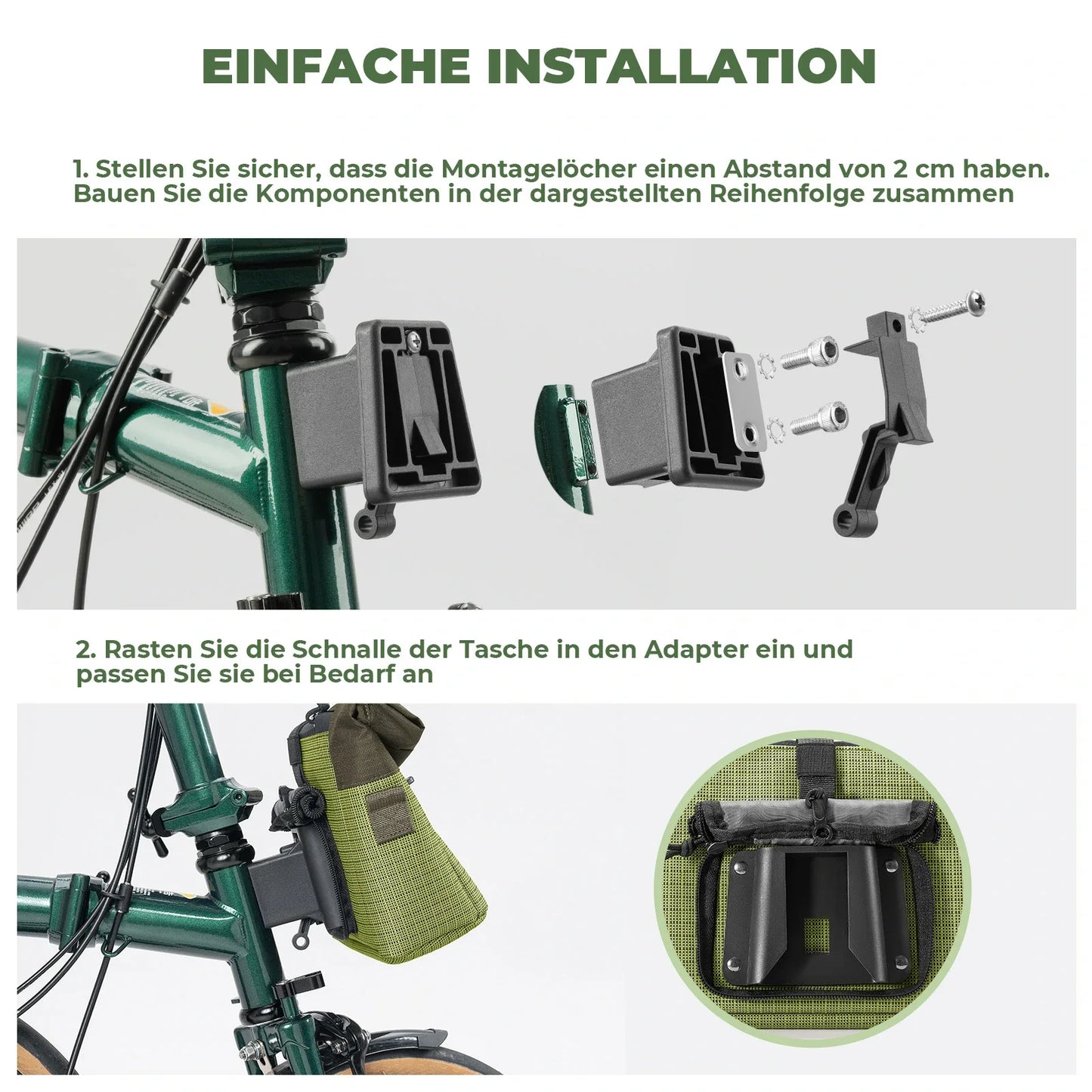 Lenkertasche für Flatrad und Brompton, Fahrrad Tasche Lenker 2,8-4,6 L