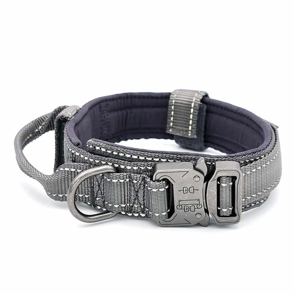 Taktisches Hundehalsband mit Griff und Reflektionsnähten