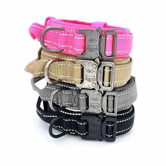Taktisches Hundehalsband mit Griff und Reflektionsnähten