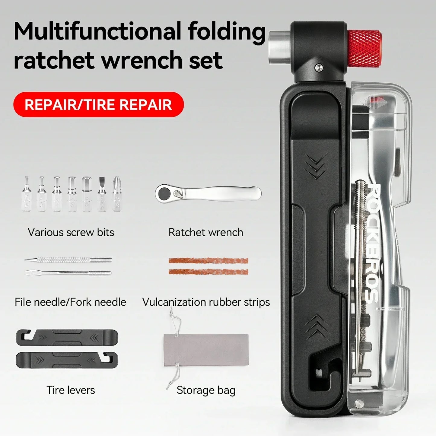 Multifunktionales 15-in-1 Mini-Ratsche-Fahrradwerkzeug