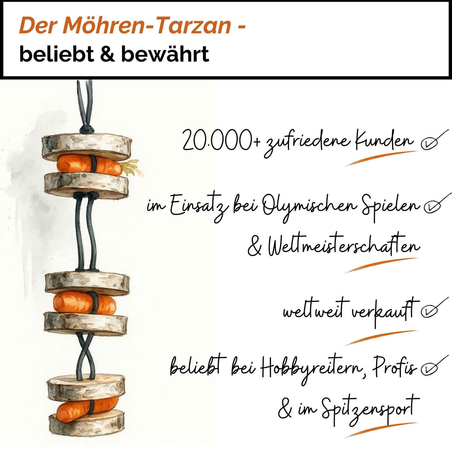 Pferdespielzeug Möhren-Tarzan – Spielzeug für Pferde gegen Langeweile – Pferdebeschäftigung