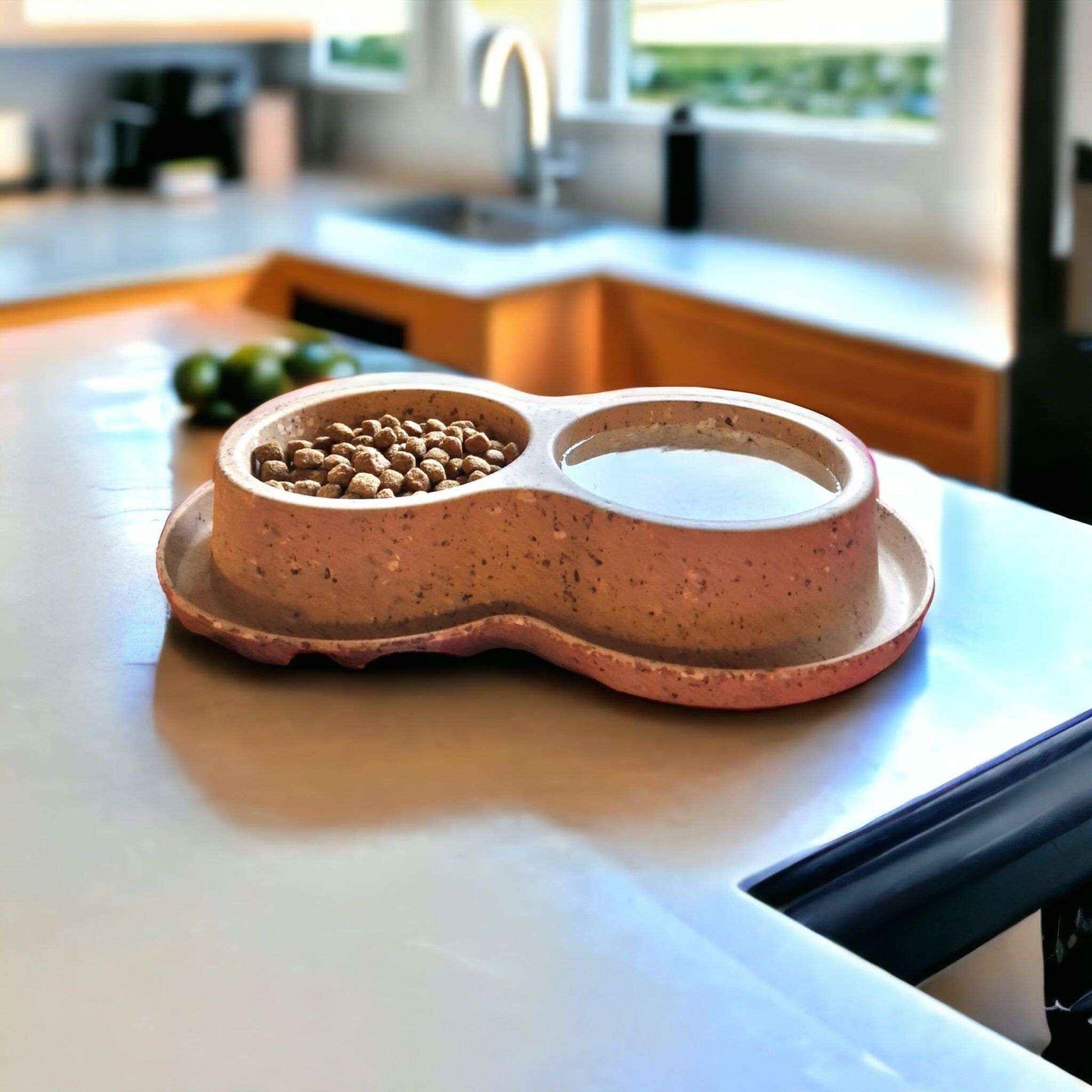 Nachhaltiger Biokunststoff Doppelfressnapf aus Bambus und Kaffeebohnen