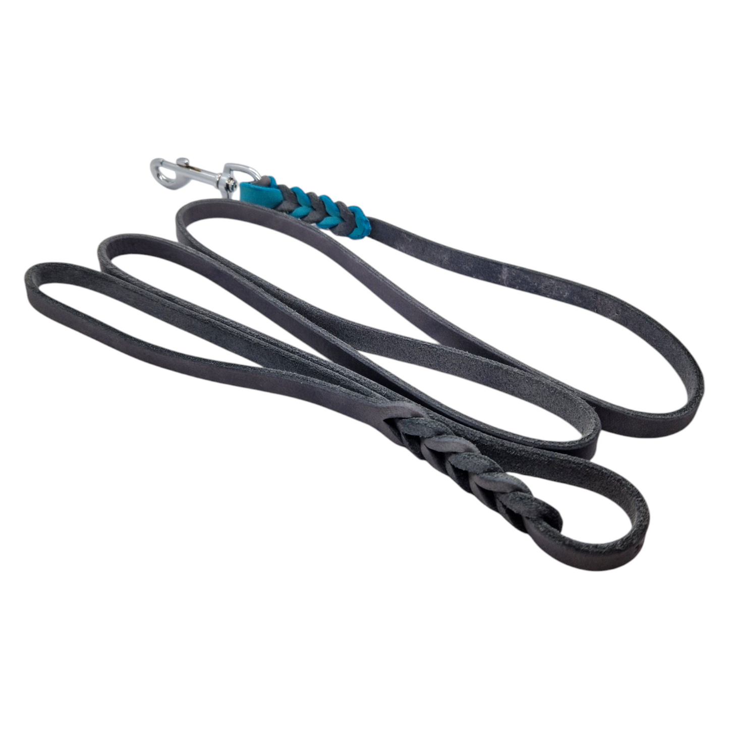 Hundeleine Soft Leder mit Handschlaufe und geflochtenen Element