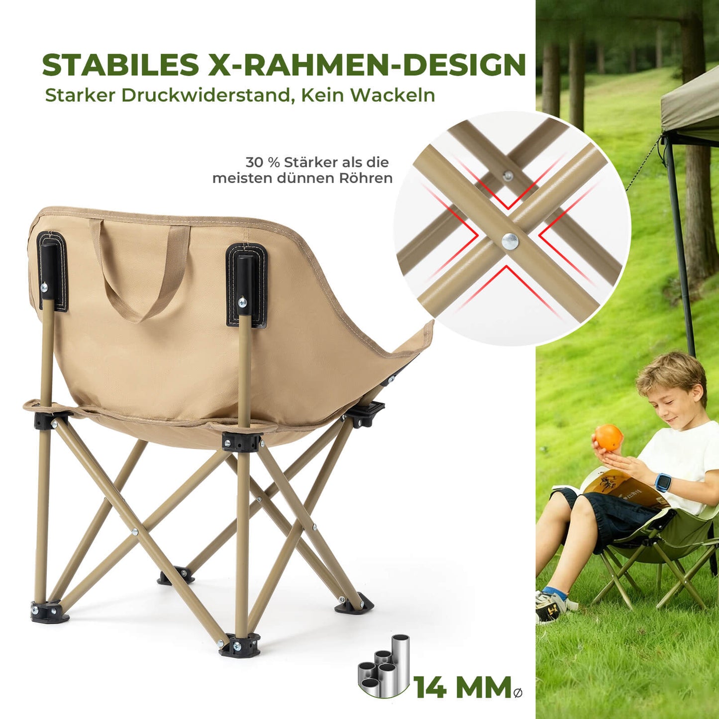 Qunature Campingstuhl Faltbar Tragbarer Camping Stuhl mit Tragetasche und Tragegriff 120KG/60KG