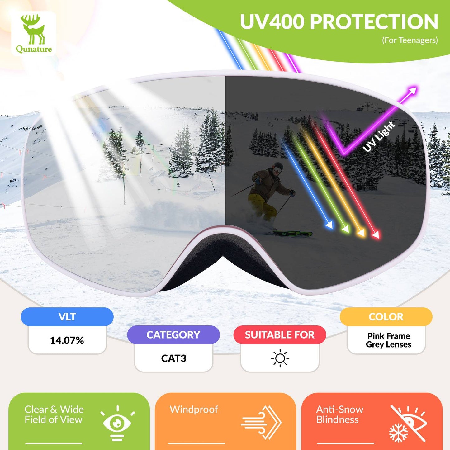 Qunature OTG Anti-Fog Skibrille Unisex