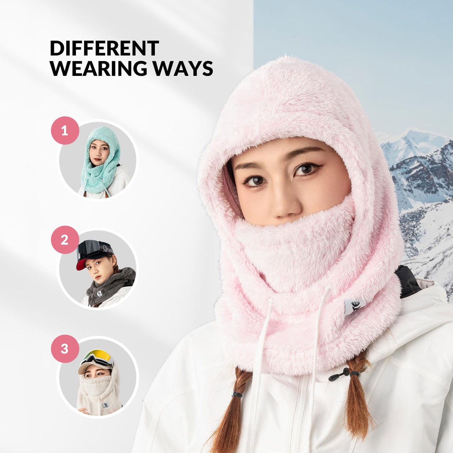 Qunature Sturmhaube Winter Warme Balaclava Thermo Winddichte Sturmmaske Skimaske