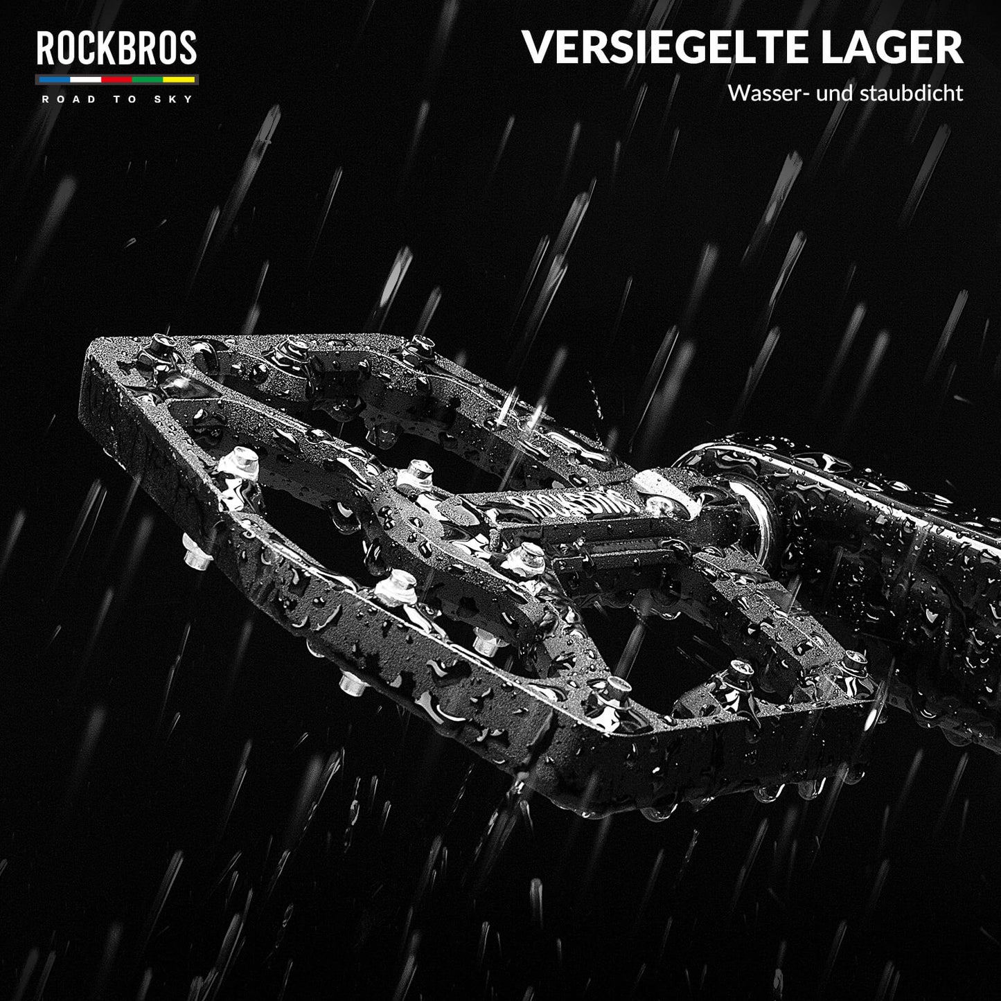 ROAD TO SKY Platform Fahrradpedale 9/16 Zoll Rutschfest Wasserdicht