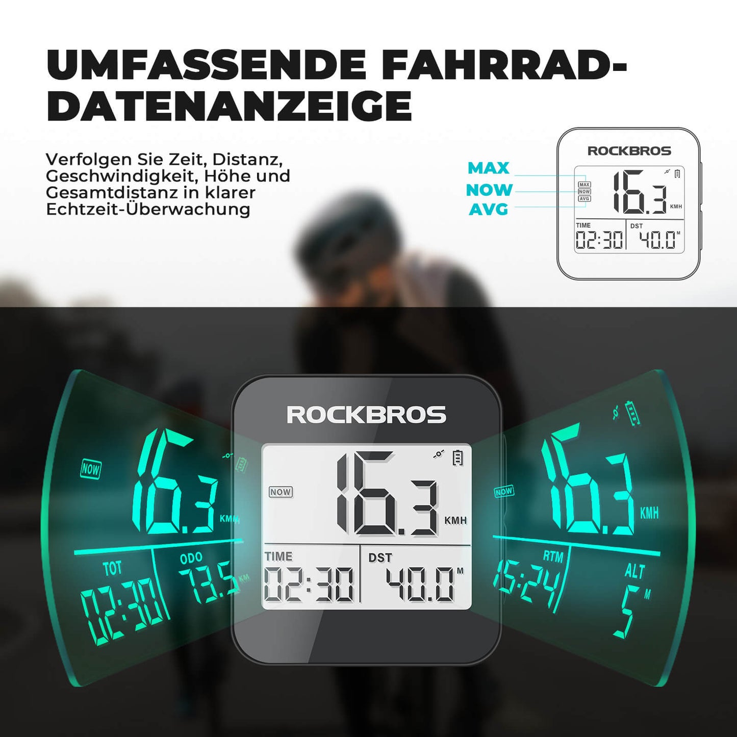 ROCKBROS Fahrradcomputer Kabellos G1