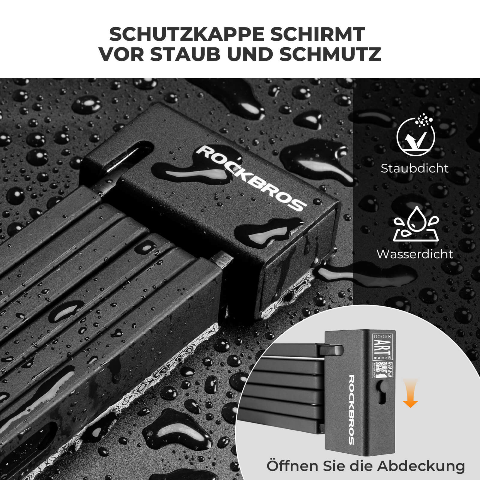 ROCKBROS Faltschloss Fahrradschloss 104 cm Faltbares  Unimother