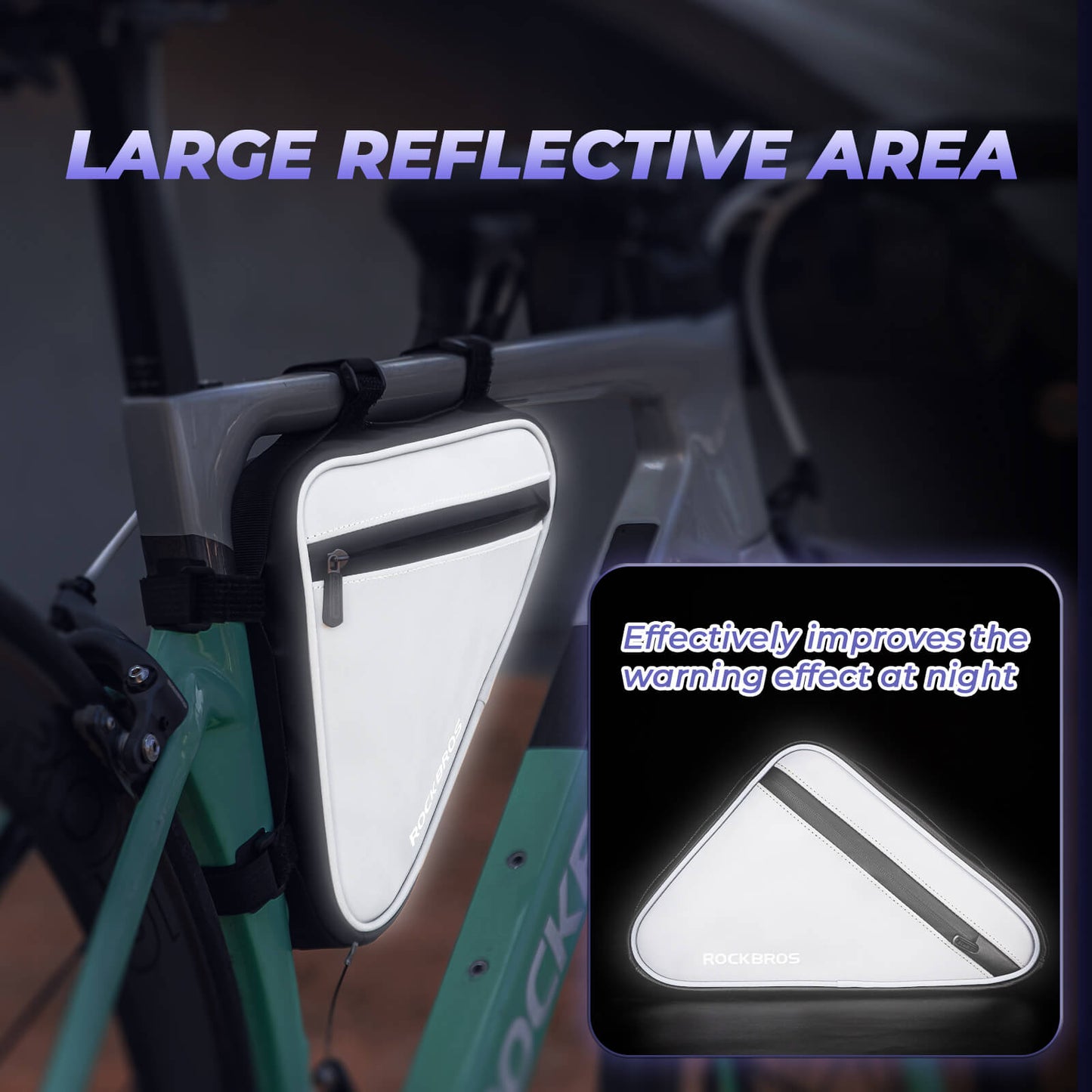 ROCKBROS Fahrradtasche Reflektierende Rahmentasche Dreiecktasche 0,9L