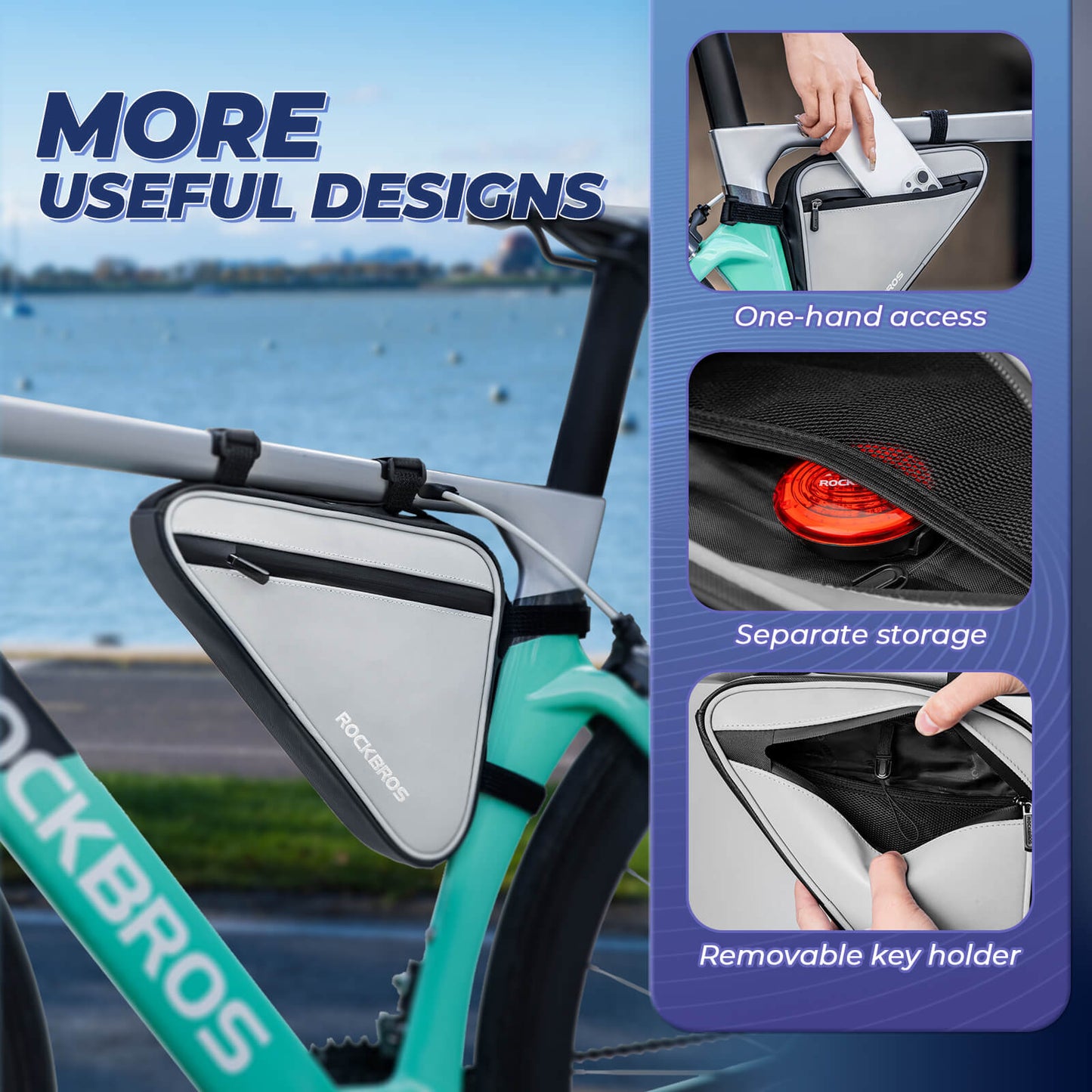 ROCKBROS Fahrradtasche Reflektierende Rahmentasche Dreiecktasche 0,9L