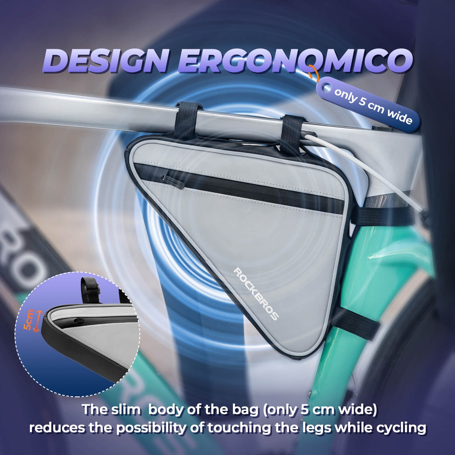ROCKBROS Fahrradtasche Reflektierende Rahmentasche Dreiecktasche 0,9L