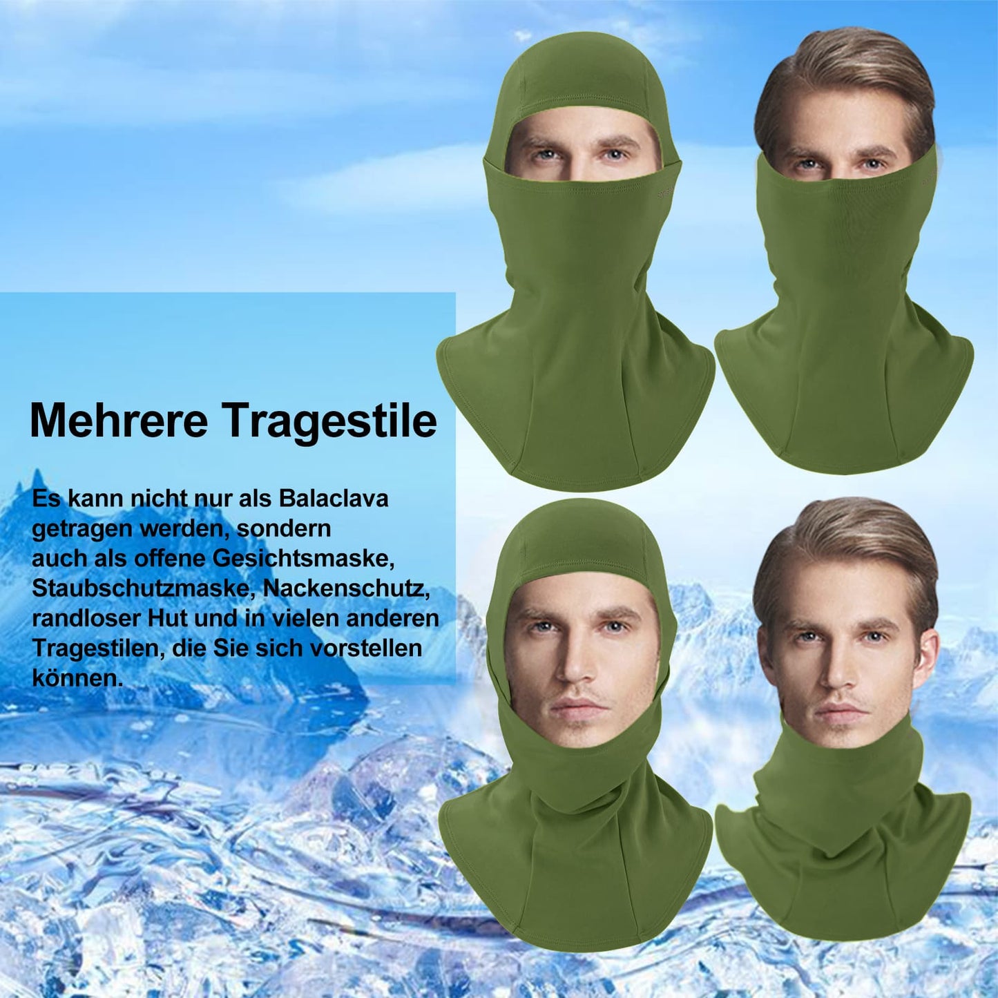 ROCKBROS Sturmhaube 2er Set Herbst Winter Balaclava für Outdoorsports Unisex