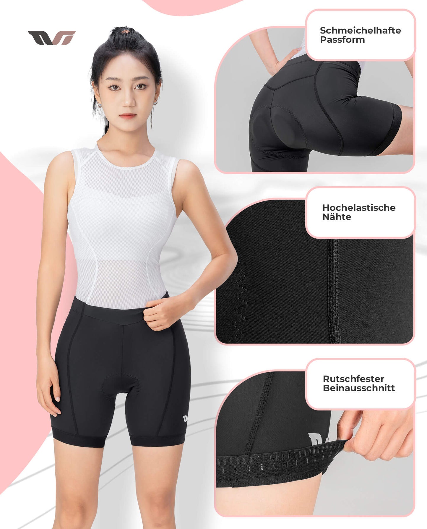 ROCKBROS TVI Damen Radlerhose Gepolstert Fahrradhose Schnell Trocknend