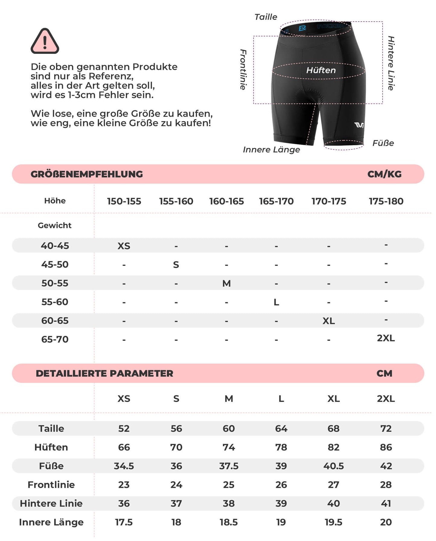 ROCKBROS TVI Damen Radlerhose Gepolstert Fahrradhose Schnell Trocknend