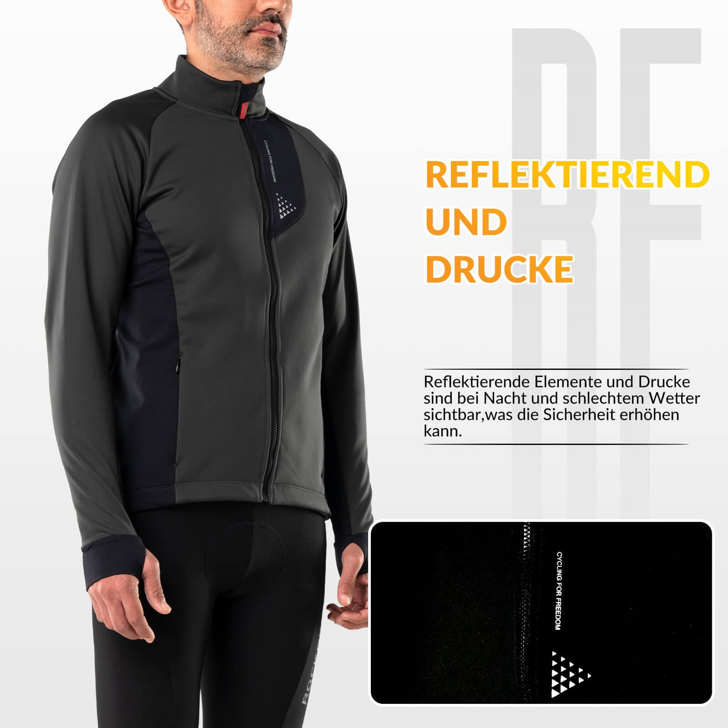 ROCKBROS Herren Winter Fahrradjacke Winddicht Atmungsaktiv mit Fleecefutter