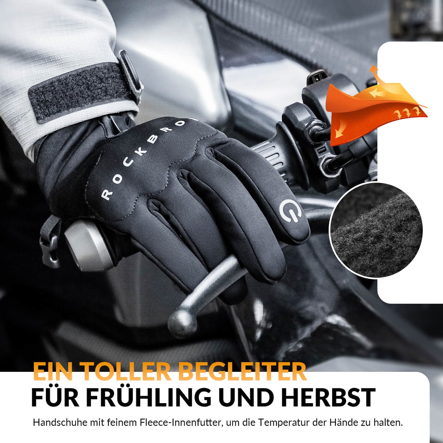 ROCKBROS Winter Fahrradhandschuhe mit Gel Gepolstert Touchscreen-fähig