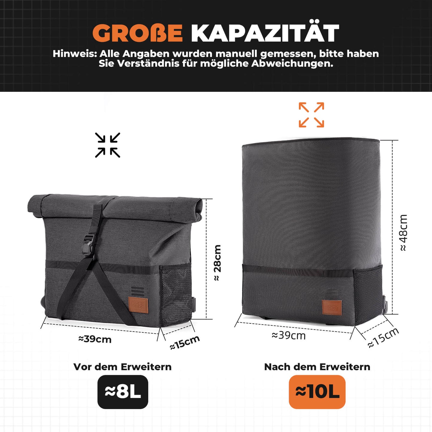 4-in-1 Fahrradtasche für Brompton Magnetverschluss 8-10L