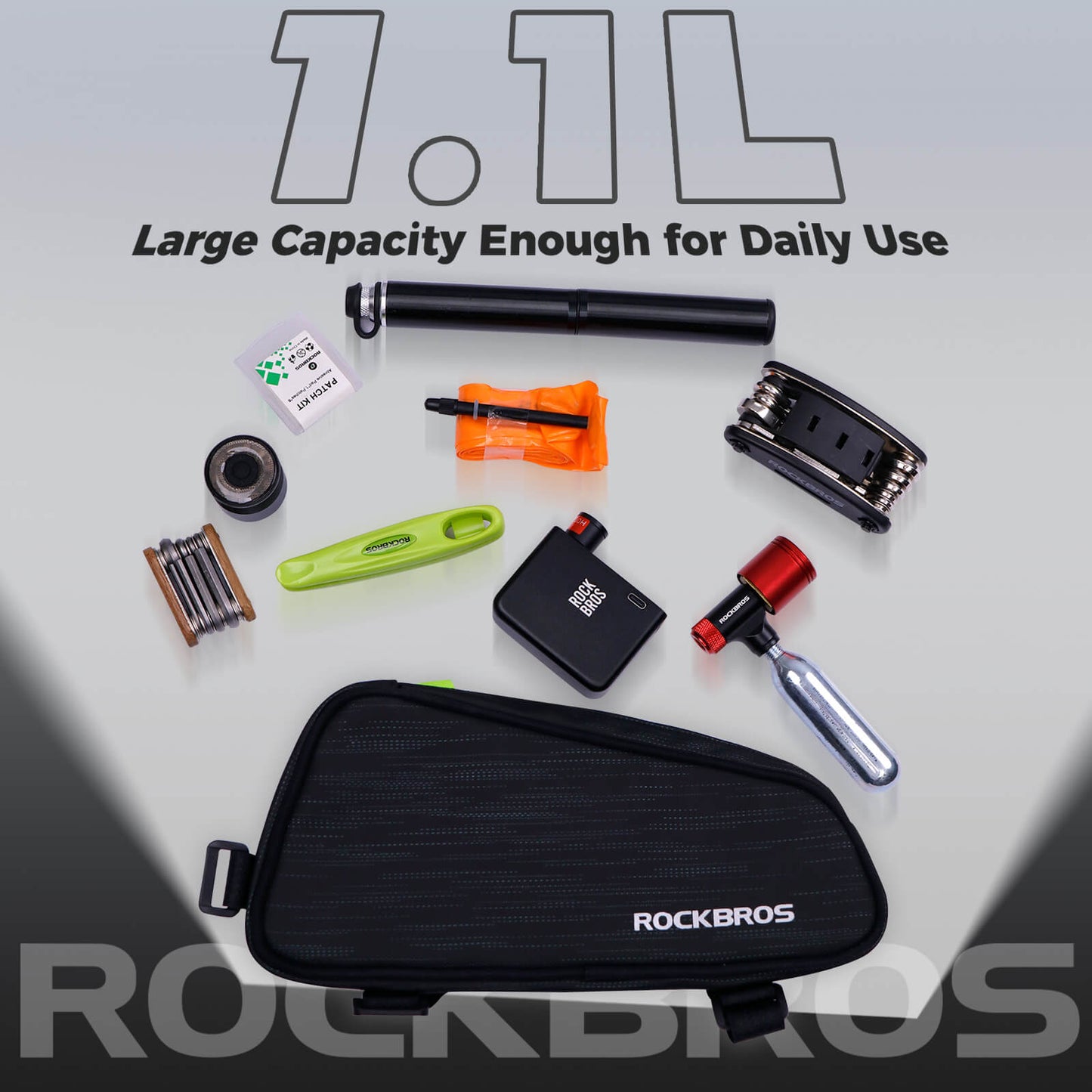 ROCKBROS Fahrrad Oberrohrtasche/Satteltasche 1,1L mit Innenfächern