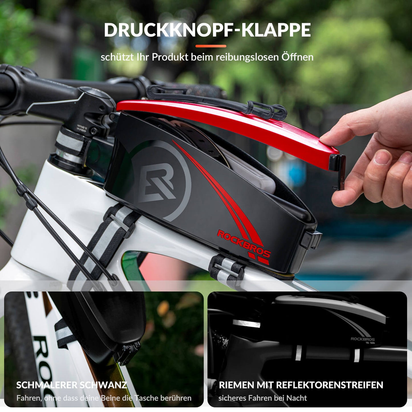 ROCKBROS Fahrrad Rahmentasche Oberrohrtasche mit Regenschutz