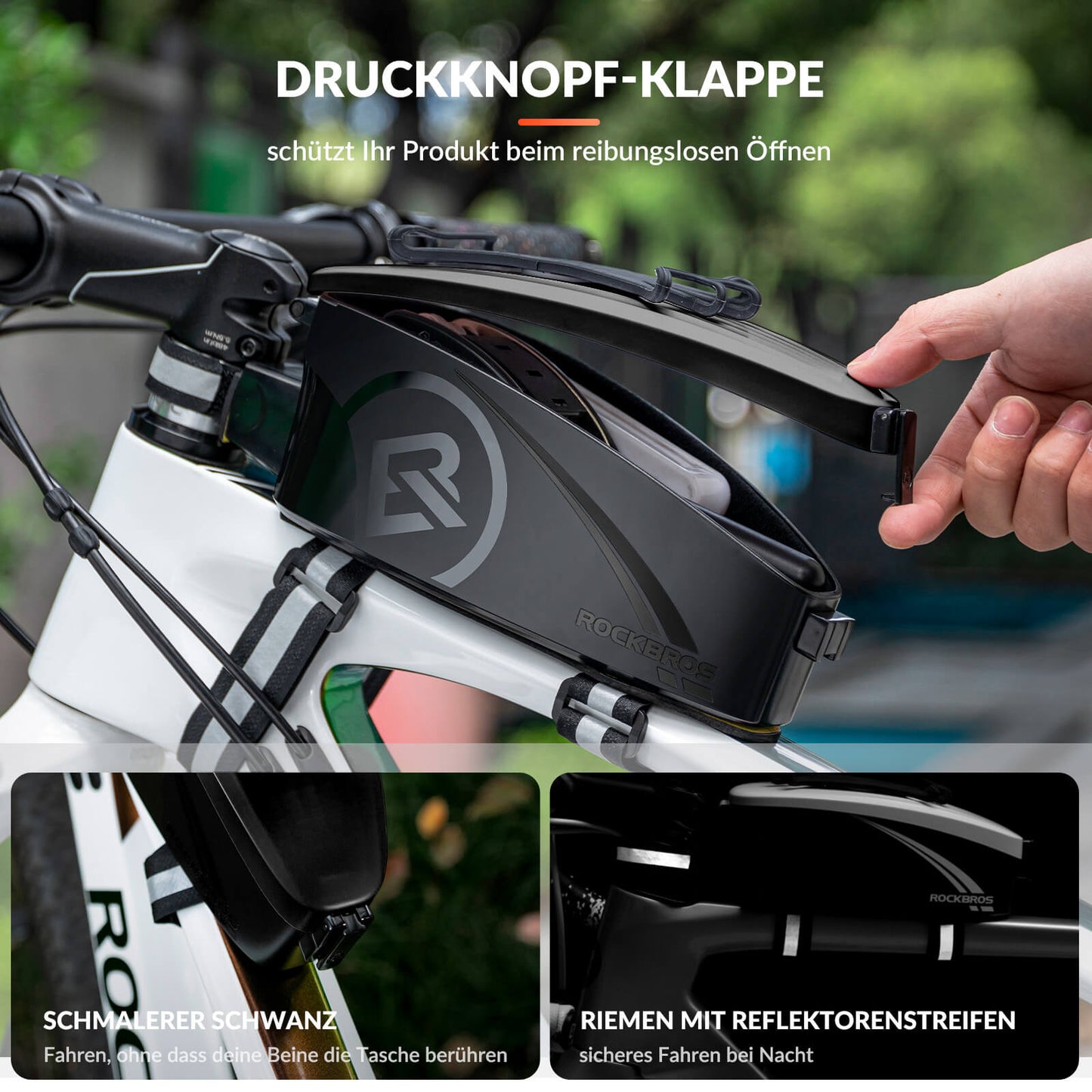 ROCKBROS Fahrrad Rahmentasche Oberrohrtasche mit Regenschutz