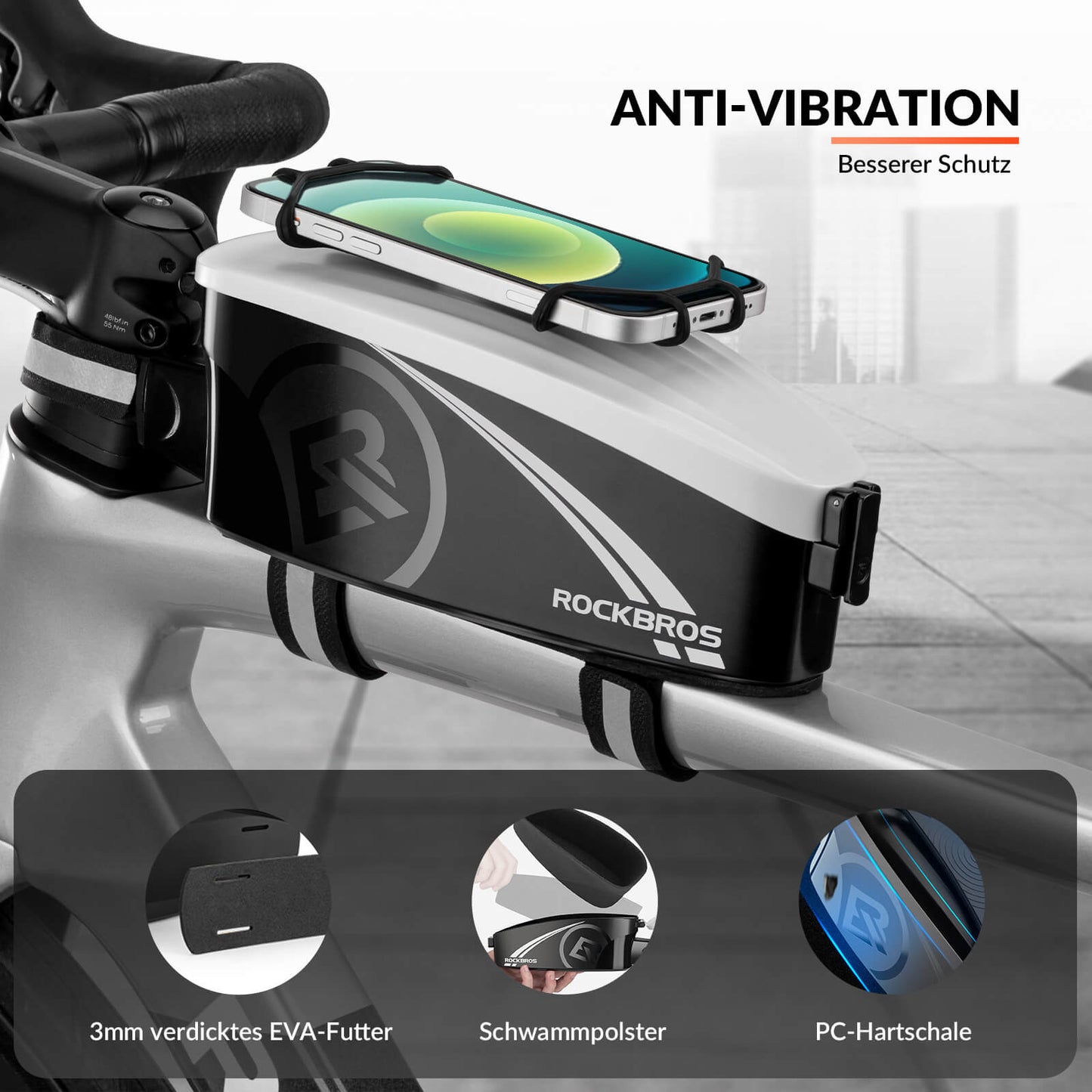 ROCKBROS Fahrrad Rahmentasche Oberrohrtasche mit Regenschutz