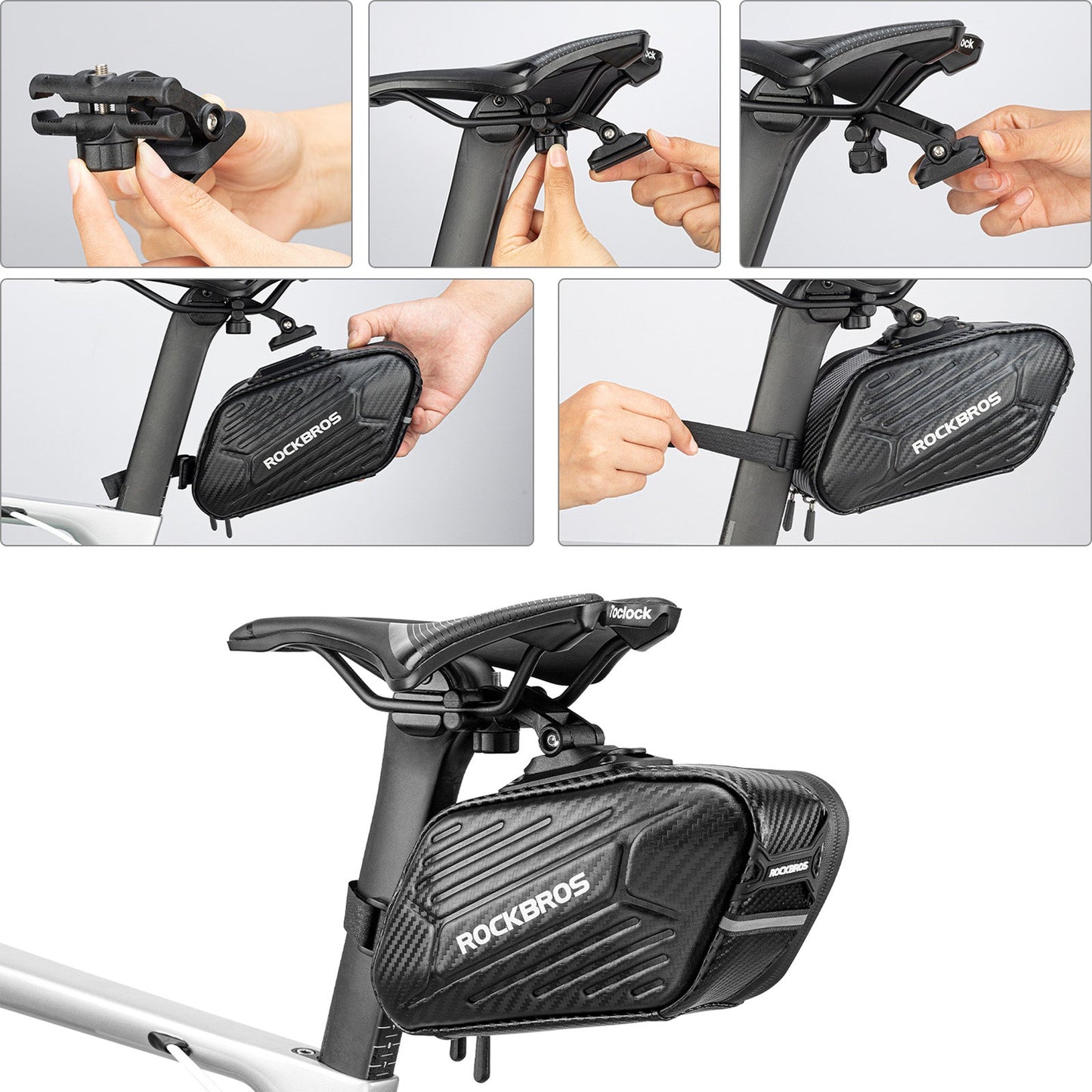 ROCKBROS Fahrrad Satteltasche für MTB/Rennrad/Faltrad Wasserdicht Schwarz