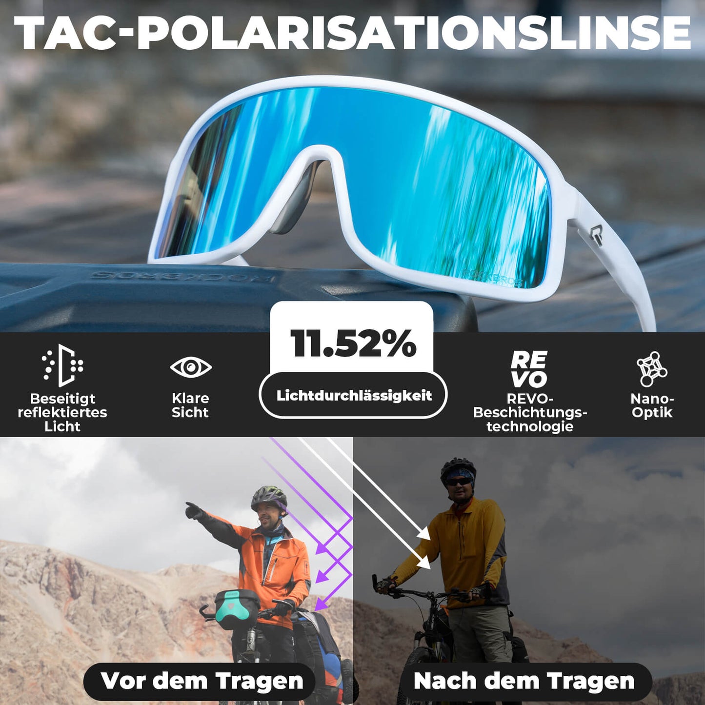 Fahrradbrille Polarisiert Sonnenbrille UV400-Schutz – SHOWDOW Serie