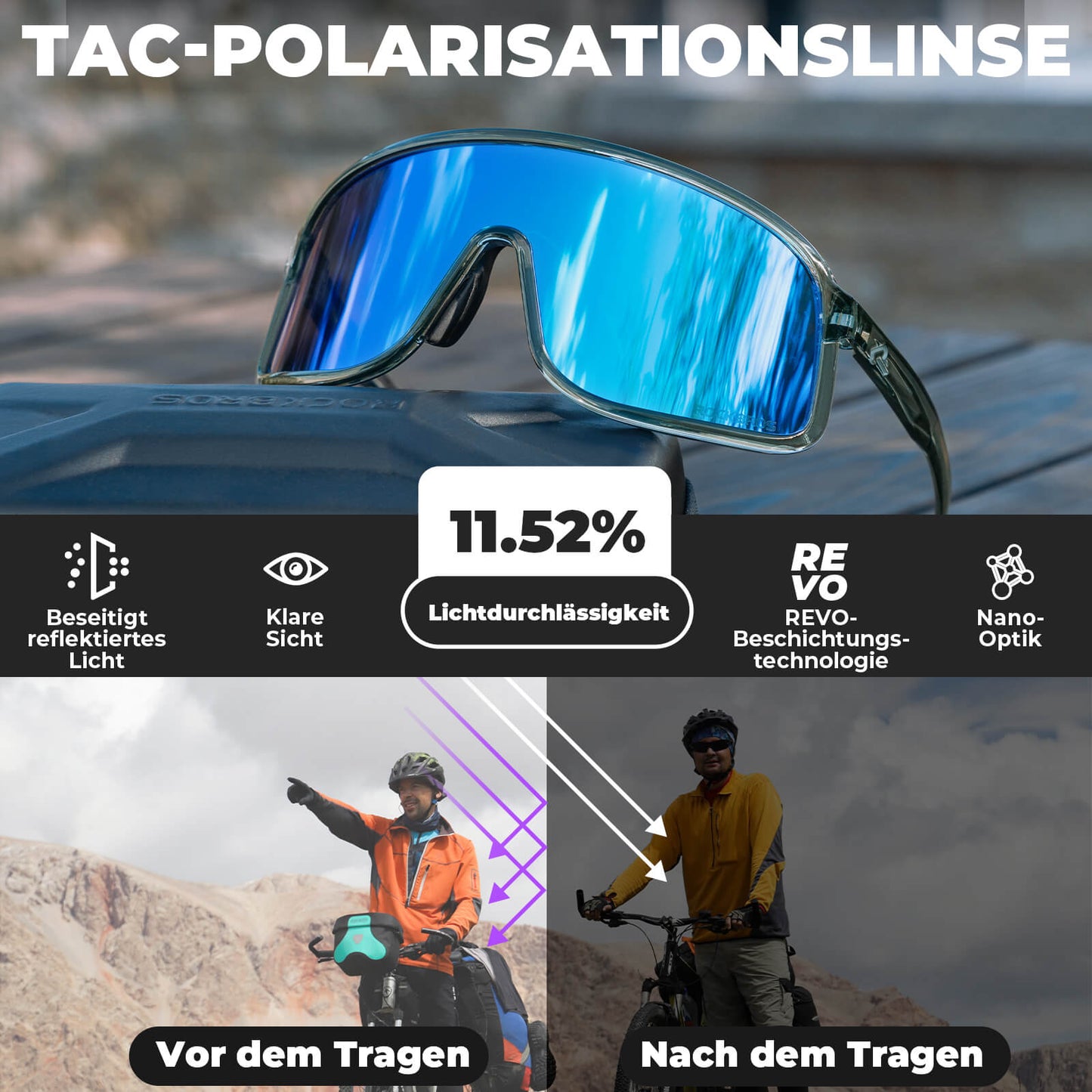 Fahrradbrille Polarisiert Sonnenbrille UV400-Schutz – SHOWDOW Serie